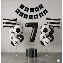 Çıtı Pıtı Store Siyah Beyaz Futbol Temalı Yaş Doğum Günü Balon Seti