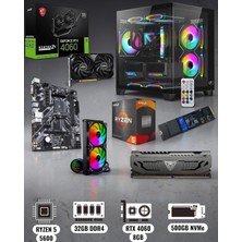 Symoon Ryzen 5 5600 32GB Ram 512 GB Nvme Rtx 4060 8gb Ekran Kartlı Gametech Prime Small Akvaryum Kasa Gaming Pc