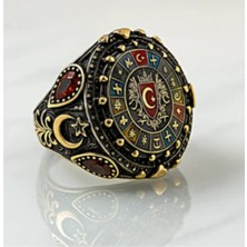 Siset Gümüş 925 Ayar Okside  Kaplama  Türk  Devletleri  Turan  Birliği  Erkek  Gümüş  Yüzük