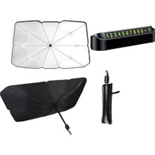 Orret Home Şemsiye Şeklinde Katlanabilir Oto Güneşlik ve Oto Numaratör Seti – Araç Güneşliği, Otomobil Ön Cam Güneşlik, Araba Güneşliği, Numaratör Hediyeli Güneş Koruyucu (140X79 Cm)