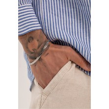 Fjellor Draco Erkek Gümüş Renk Ezme Snake Model Paslanmaz Çelik Bileklik