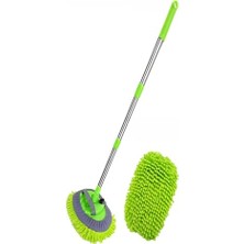 Oto Mutluluk Çok Fonksiyonlu 2 In 1 Mikrofiber Araba Yıkama Fırçası Teleskopik Uzun Saplı Detay Fırçası Oto Mopu
