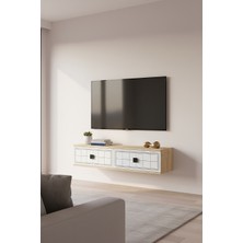 Ceneyra TDA1205DB - YUKA120 Duvara Montaj Tv Stand, Tv Rafı, Tv Sehpası 120CM Safirmeşe-Beyaz