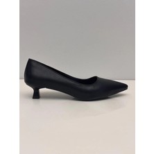 Feles Kadın Siyah Kısa Topuklu Stiletto Ince Topuklu Stiletto - 3.5 cm Topuk - Podeia Estilo