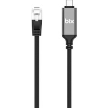 Bix C6C01 Usb-C To RJ45 1000MBPS Gigabit Ethernet Dönüştürücü Cat6 Kablo 1 Metre Thunderbolt 3/4/5, Mac/windows/ipad/android Uyumlu