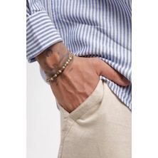 Fjellor Mairon Bohem Tarz Kahverengi Tonlu Doğal Taş Makrome Erkek Bileklik