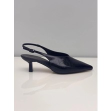 Subaşı Kadın Siyah Rugan Klasik Düz Stiletto – 5 cm Topuk - Podeia Estilo