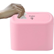 Oto Aksesuar Araba Çöp Kutusu Portatif Araç Içi Taşınabilir Kapaklı Organizer Çöp Kovası (Pembe)