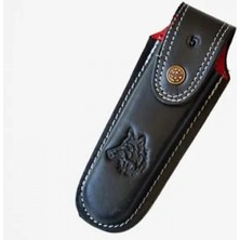 MiraLive Kurt Figürlü Hakiki Deri Çakı Kılıfı No:4, 14 x 5 cm - Kemerlikli