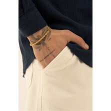 Fjellor Gilvarin Erkek Kalın Burgu Altın Renk Paslanmaz Çelik Bileklik