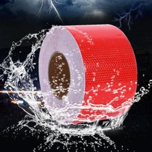 Reflektörlü Bant Kırmızı Reflektif Fosforlu Şerit Bant 7.5 cm 5 Metre Ikaz Bandı