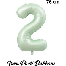 İrem Parti Dükkanı Retro Su Yeşili 2 Yaş Rakam Balon 76 cm 34 Inç