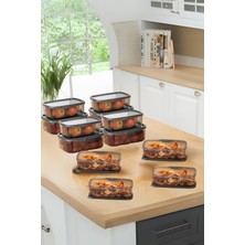 Oval 12 Parça Hava Almaz Sızdırmaz Saklama Kabı Seti Füme 4X(300/500/800 Ml)