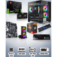 Symoon Ryzen 5 5600 16GB Ram 512 GB Nvme Rtx 4060 8gb Ekran Kartlı Gametech Prime Small Akvaryum Kasa Gaming Pc