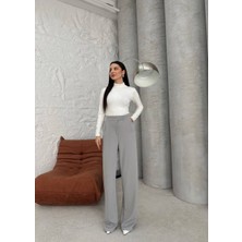 Gkc Butik Gri Cırtlı Kumaş Pantolon