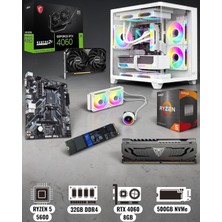 Symoon Ryzen 5 5600 32GB Ram 512 GB Nvme Rtx 4060 8gb Ekran Kartlı Gametech Prime Small Akvaryum Kasa Gaming Pc