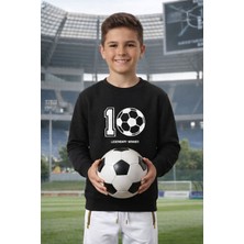 Evavi Erkek Çocuk 10 Numara Baskılı Bisiklet Yaka Beyaz Sweatshirt