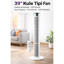 Azurtech 39” Kule Tipi Fan | Uzaktan Kumandalı, LED Ekranlı, Sessiz Çalışma, 3 Hız Kademeli, 45W Güçlü Vantilatör