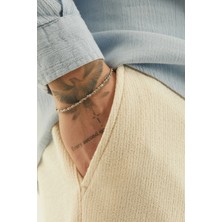 Fjellor Caelen Gümüş Renk Burgu Zincir Paslanmaz Çelik Erkek Bileklik