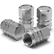 Metal Sibop Kapağı Seti, Gümüş Krom, Oto Lastik Vana Kapakları, Hava Sızdırmaz, 4 Adet