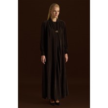 Eskişehir Mağazacılık T26Y-4019 Mıssdalıda Yaka Detaylı Broşlu Cupro Elbise