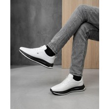 Romex Hakiki Deri Beyaz Erkek Sneaker – Ortopedik Rahat Taban, Günlük Spor Ayakkabı
