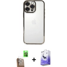 Cepte Toptan iPhone 16 Pro Vadi Minimal - Siyah Bilvis 5in1 5d Magic Hayalet Cam Ekran Koruyucu + Çöl Titanyum Raze Metal Kamera Lens