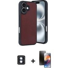 Cepte Toptan iPhone 16 Kıvılcım Işık Serisi - Siyah 3D Antistatik Mat Seramik Nano Ekran Koruyucu + Mavi Pvd Metal Kamera Lens