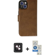 Cepte Toptan iPhone 14 Siluet Işık Serisi - Şeffaf Royal Nano Ekran Koruyucu + Pembe Pvd Metal Kamera Lens