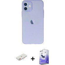 Cepte Toptan iPhone 12 Atlas Minimal Prime - Siyah Bilvis 5in1 5d Magic Hayalet Cam Ekran Koruyucu + Pembe Renkli Kamera Lens Koruma Cam