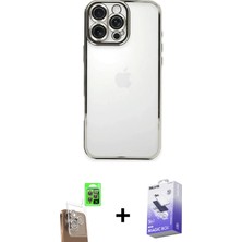 Cepte Toptan iPhone 16 Pro Vadi Minimal - Siyah Bilvis 5in1 5d Magic Hayalet Cam Ekran Koruyucu + Çöl Titanyum Raze Metal Kamera Lens