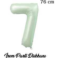 İrem Parti Dükkanı Retro Su Yeşili 7 Yaş Rakam Balon 76 cm 34 Inç