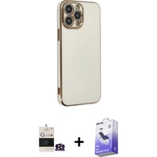 Cepte Toptan iPhone 14 Pro Max Yankı Serisi - Siyah Bilvis 5in1 5d Magic Hayalet Cam Ekran Koruyucu + Gold Bilvis Titan Kamera Lens