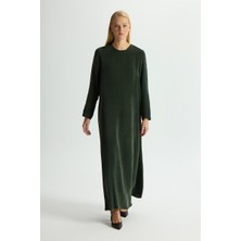 Eskişehir Mağazacılık T26Y-4008 Mıssdalıda Düz Renk Uzun Kollu Cupro Elbise