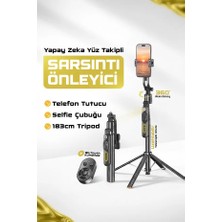 Ensiga Yapay Zeka Yüz Takipli Sarsıntı Önleyici Telefon Tutucu Uzatılabilir Selfie Çubuğu Tripod