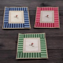 AGBTREND 3 Adet Farklı Renklerde Kare Pip Studio Uyumlu Nakışlı Love Bird Detaylı Kokteyl Sunum Peçetesi