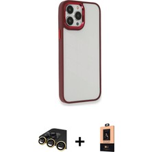 Cepte Toptan iPhone 13 Pro Max Eksen Doku Prime - Şeffaf Maxco Cam Ekran Koruyucu + Gold Raze Metal Kamera Lens