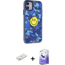 Cepte Toptan iPhone 12 Nova Doku Koleksiyonu - Siyah Bilvis 5in1 5d Magic Hayalet Cam Ekran Koruyucu + Turuncu Renkli Kamera Lens Koruma Cam