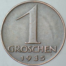 Banknoting Avusturya 1 Groschen 1935.