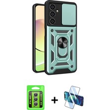 Cepte Toptan Galaxy A25 5g Ahenk Klasik - Siyah 3D Antistatik Cam Ekran Koruyucu + Gümüş Raze Metal Kamera Lens