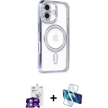 Cepte Toptan iPhone 16 Zirve Doku Prime - Siyah 3D Antistatik Seramik Nano Ekran Koruyucu + Gümüş Bilvis Titan Kamera Lens