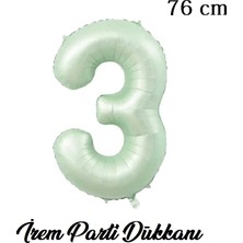 İrem Parti Dükkanı Retro Su Yeşili 3 Yaş Rakam Balon 76 cm 34 Inç