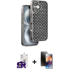 Cepte Toptan iPhone 16 Siluet Form Serisi - Siyah 3D Antistatik Mat Seramik Nano Ekran Koruyucu + Siyah Bilvis Titan Kamera Lens