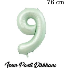 İrem Parti Dükkanı Retro Su Yeşili 9 Yaş Rakam Balon 76 cm 34 Inç