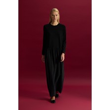 Eskişehir Mağazacılık T26Y-4038 Mıssdalıda Büzgü Detaylı Triko Cupro Elbise