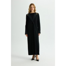 Eskişehir Mağazacılık T26Y-4003 Mıssdalıda Yaka ve Bilek Detaylı Triko Elbise