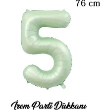 İrem Parti Dükkanı Retro Su Yeşili 5 Yaş Rakam Balon 76 cm 34 Inç