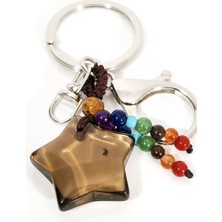 Moncuk Design Yıldız Kesim Dumanlı Kuvars Doğal Taş Anahtarlık – Koruyucu ve Topraklayıcı Bohem Şık Çanta & Anahtar Aksesuarı