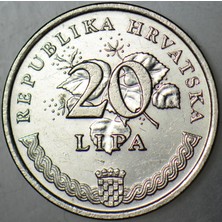 Banknoting Hırvatistan 20 Lipa 1995.