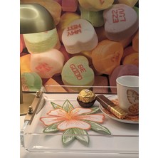 AGBTREND 2 Adet Turuncu Zambak Nakışlı Sunum ve Kokteyl Peçetesi 16X12CM